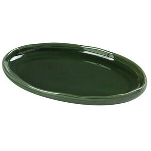 "Yanco GG-214 Oval Dinner Plate - 14 1/2"" x 9 1/2"" Ceramic, Green Gem"