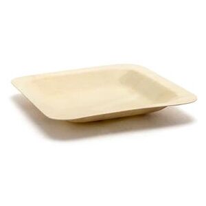 "Front of the House DAP063NAW28 4 1/2"" Square Servewise Disposable Plate, Pinewood, Beige"