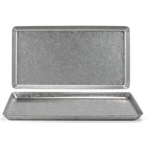 "Front of the House DSP039ANS21 Rectangular Mod Plate - 12 1/2"" x 8 1/4"", Stainless Steel, Antique, Silver"