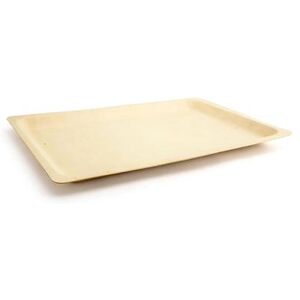 "Front of the House SPT050NAW28 Rectangular Servewise Disposable Platter - 15 3/4"" x 11"", Pinewood, Beige"