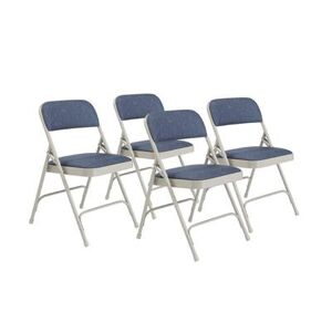 National Public Seating 2205 Folding Chair w/ Imperial Blue Fabric Back & Seat - Steel Frame, Gray
