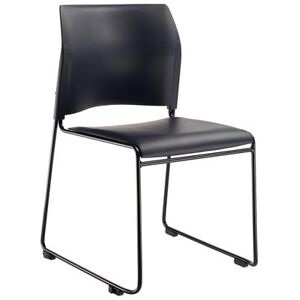 National Public Seating 8704-10-04 Stacking Chair w/ Blue Plastic Back & Blue Vinyl Seat - Steel Frame, Black