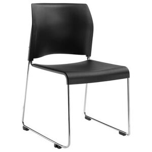 National Public Seating 8810-11-10 Cafetorium Stacking Chair w/ Black Plastic Back & Seat - Steel Frame, Silver