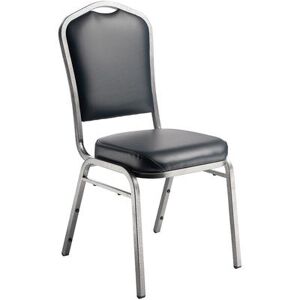 National Public Seating 9304-SV Stacking Chair w/ Midnight Blue Vinyl Back & Seat - Steel Frame, Silver Vein