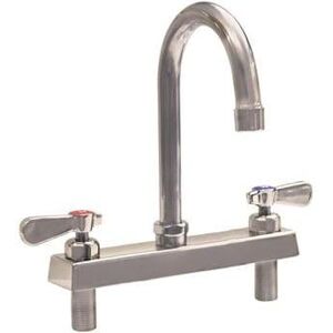 "BK Resources EVO-8DM-4G Deck Mount Faucet w/ 4 1/2"" Gooseneck Spout & 8"" Centers, Stainless Steel"