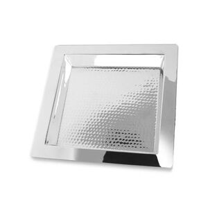 "Eastern Tabletop 5413H 13"" Square Brooklyn Collection Tray, Hammered Stainless Steel"