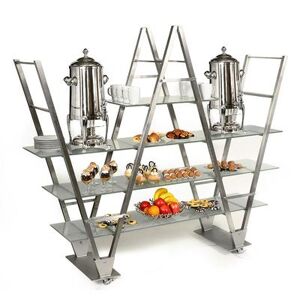 "Eastern Tabletop AC1770 Mobile Buffet Display Tower w/ (5) Shelves - 85""L x 19""W x 68""H, Stainless Steel"