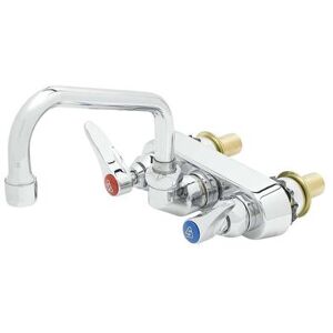 "T&S B-1115-XS Splash Mount Faucet - 6"" Swing Spout, 4"" Centers, For Thicker Surfaces, Chrome"