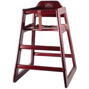 "Winco CHH-103 29 3/4"" Stackable Wood High Chair w/ Waist Strap, Mahogany, Brown"