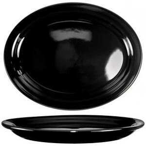 "ITI CAN-13-B 11 3/4"" x 9 1/4"" Oval Cancun Platter - Ceramic, Black"