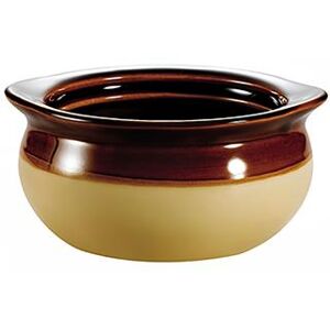 CAC OC12C 12 oz Accessories Onion Soup Crock - Ceramic, Cream/Brown