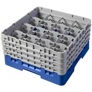 Cambro 16S800168 Camrack Glass Rack w/ (16) Compartments - (4) Gray Extenders, Blue, Full Size, Polypropylene