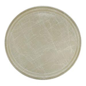 "Cambro 1950214 19 1/2"" Round Serving Camtray - Low-Profile, Fiberglass, Abstract Tan, Beige"