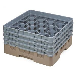 Cambro 20S800184 Camrack Glass Rack w/ (20) Compartments - (4) Gray Extenders, Beige, 20 Compartments, 4 Extenders