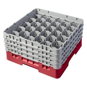 Cambro 30S800163 Camrack Glass Rack w/ (30) Compartments - (4) Gray Extenders, Red, Red Base, 4 Soft Gray Extenders