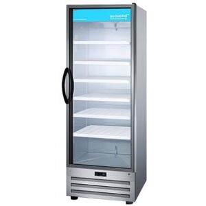 "Accucold ACR1718RH 28"" Pharmaceutical Refrigerator - Locking, Stainless, 115v, 1 Locking Right Hinged Glass Door, LED Lighting w/ Switch, Stainless Steel"