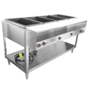 "Vollrath 38118 ServeWell 61 1/4"" Hot Food Table w/ (4) Wells & Cutting Board, 208 240v/1ph, Silver"