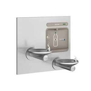 Elkay EZWS-EDFPBM117K Wall Mount Bottle Filling Station w/ (2) Drinking Fountains - Non Refrigerated, Non Filtered, 2 Drinking Fountains, Non-Filtered & Non-Refrigerated, Silver