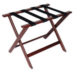 "CSL 177CM Deluxe Wood Luggage Rack w/ 2 1/4"" Black Poly Straps - 26""W x 17""D x 18 1/2""H, Cherry Mahogany"