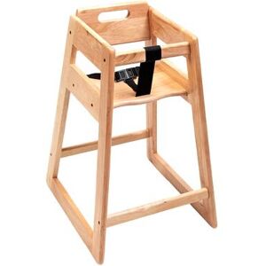 "CSL 900LT Youngstar 27"" Stackable Wood High Chair w/ Waist Strap - Rubberwood, Light, Beige"