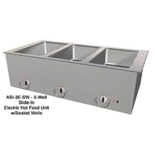 "Duke ASI-2E-SW 32 1/4"" Slide In Hot Food Table w/ (2) Wells, 240v/1ph, Silver"