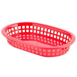 "Tablecraft 1073R A La Carte Platter Basket - 9 1/4"" x 6 "" x 1 1/2"", Polypropylene, Oval, Red"