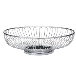 "Tablecraft 4171 Oval Chalet Basket, 7 1/4 x 5 1/2"" x 2 1/2"", Chrome Plated, Silver"