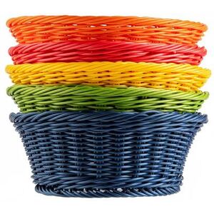 "Tablecraft HM1175A Round Basket, 8 1/4 x 3 1/4"", Assorted Color Polypropylene Cord, Multi-Colored"