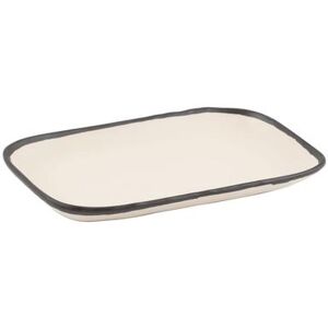 "GET CS-1170-MA Pottery Market Rectangular Melamine Dinner Plate - 12"" x 7 1/2"", Manila, Beige"