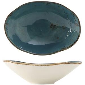 Tuxton GGE-402 11 1/2 oz Oval Artisan Geode Capistrano Bowl - Porcelain, Azure, Blue