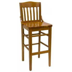 H&D Commercial Seating 8235B Bar Stool w/ Vertical Back & Solid Wood Seat, Wild Cherry