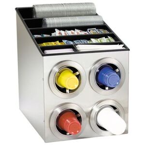 Dispense-Rite CTC-L-2X2SS Cup & Lid Organizer, Cabinet, (10) Compartment, All Cup Types, 4 ADJ-24 Cup Dispensers, Stainless Steel