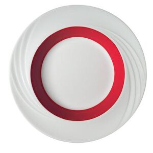 "Libbey 9181823-62931 9"" Round Schonwald Bowl - Donna Senior, Porcelain, White/Red"