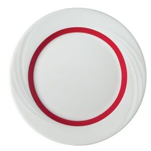 "Libbey 9181826-62931 10 1/4"" Round Schonwald Plate - Donna Senior, Porcelain, White/Red"