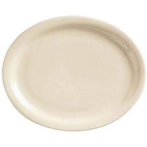 "Libbey NR-14 13 1/4"" Oval Platter w/ Narrow Rim, Cream White, Kingsmen White"