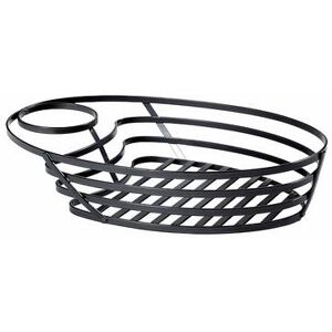 "GET WB-1060-MG Oval Wire Basket w/ (1) Condiment Holder - 9 3/4"" x 6 3/4"", Iron, Metal Gray, Black"