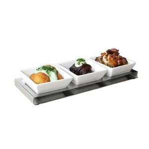 "Front of the House BHO006BSS12 Rectangular Display Riser w/ (3) Compartments - 10 3/4"" x 3 1/2"", Stainless Steel"