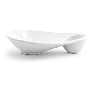 "Front of the House DAP052WHP22 Oval Ellipse Sampler Plate w/ (2) Compartments - 8 1/4"" x 6 1/2"", Porcelain, White"