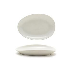 "Front of the House DAP077BEP23 Oval Tides Plate - 5 1/2"" x 4"", Porcelain, Scallop, White"