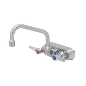 "T&S S-1115 EverSteel Splash Mount Faucet - 6"" Swing Spout, 4"" Centers, Stainless Steel"