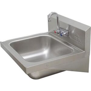 "Advance Tabco 7-PS-49 Wall Mount Commercial Hand Sink w/ 16""L x 14""W x 8""D Bowl, Basket Drain, Stainless Steel, w/ Gooseneck Faucet, Silver"