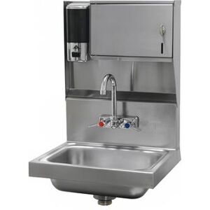 "Advance Tabco 7-PS-79-1X Wall Mount Commercial Hand Sink w/ 14""L x 10""W x 5""D Bowl, Towel & Soap Dispenser, Silver"