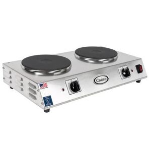 "Cadco CDR-2C 21 1/4"" Electric Commercial Hot Plate w/ (2) Burners & Infinite Controls, 120v, Stainless Steel"