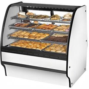 "True TGM-DC-48-SC/SC-S-W 48 1/4"" Full Service Dry Bakery Case w/ Curved Glass - (4) Levels, 115v, Silver True Refrigeration"