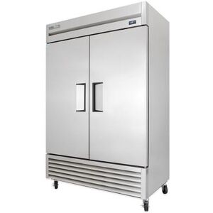 "True TS-49-HC 54 1/10"" 2 Section Reach In Refrigerator, (2) Left/Right Hinge Solid Doors, 115v, 6 PVC Coated Shelves, Silver True Refrigeration"