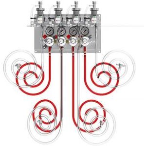 "Micro Matic RPK-4-PP Quadruple Gauge Secondary Regulator Panel w/ 3/8"" Hoses"