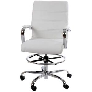 Flash Furniture GO-2286B-WH-GG Swivel Drafting Chair w/ White LeatherSoft Back & Seat - Chrome Base w/ Foot Ring