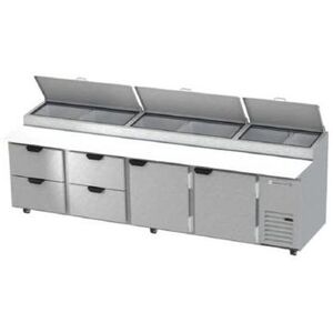 "Beverage Air DPD119HC-4 119"" Pizza Prep Table w/ Refrigerated Base, 115v, 4 Drawers, Stainless Steel"