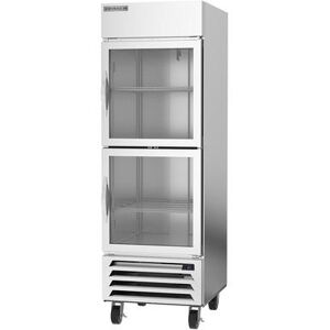 "Beverage Air HBR23HC-1-HG Horizon Series 27 1/4"" 1 Section Reach In Refrigerator, (2) Right Hinge Glass Doors, 115v, Bottom-Mount Refrigeration, Silver"