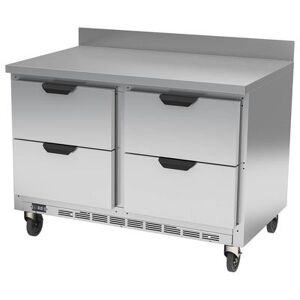 "Beverage Air WTFD48AHC-4-FIP Hydrocarbon Series 48"" W Worktop Freezer w/ (2) Section & (4) Drawers, 115v, 4"" Backsplash, Silver"